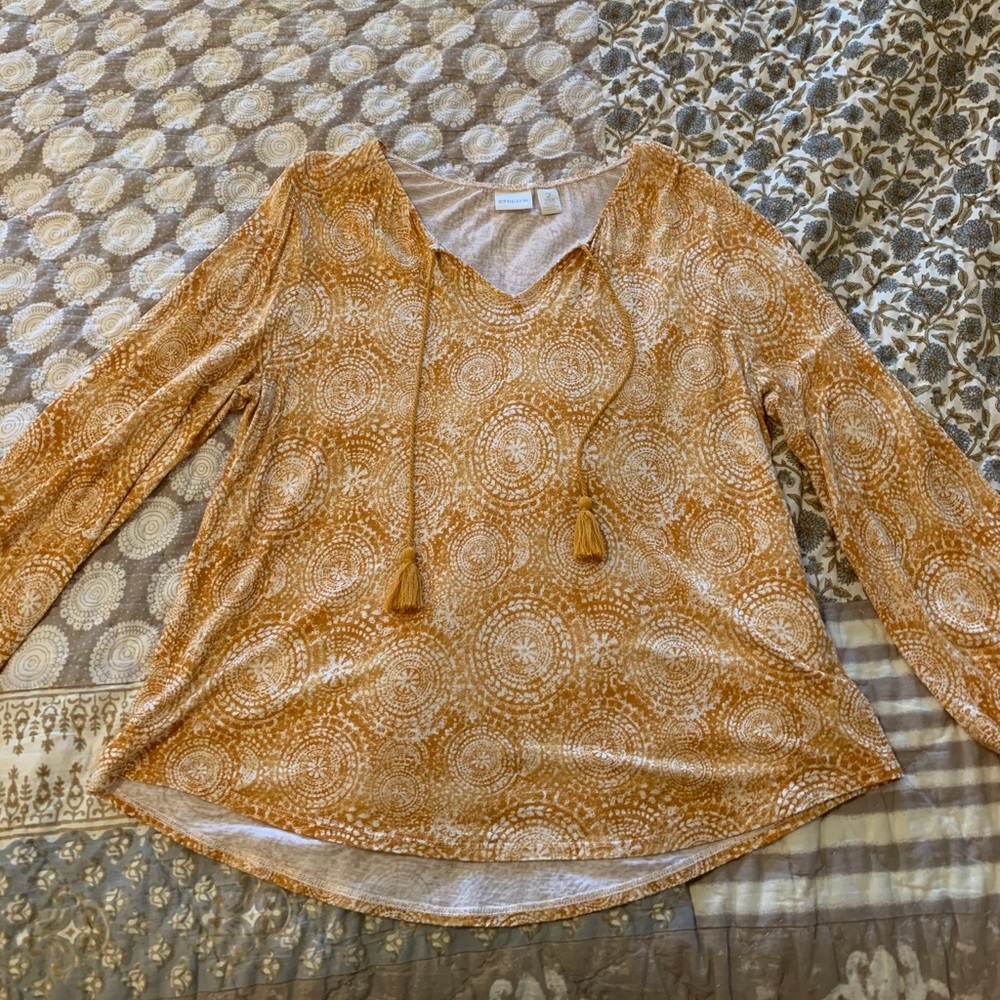 Chico’s gold blouse